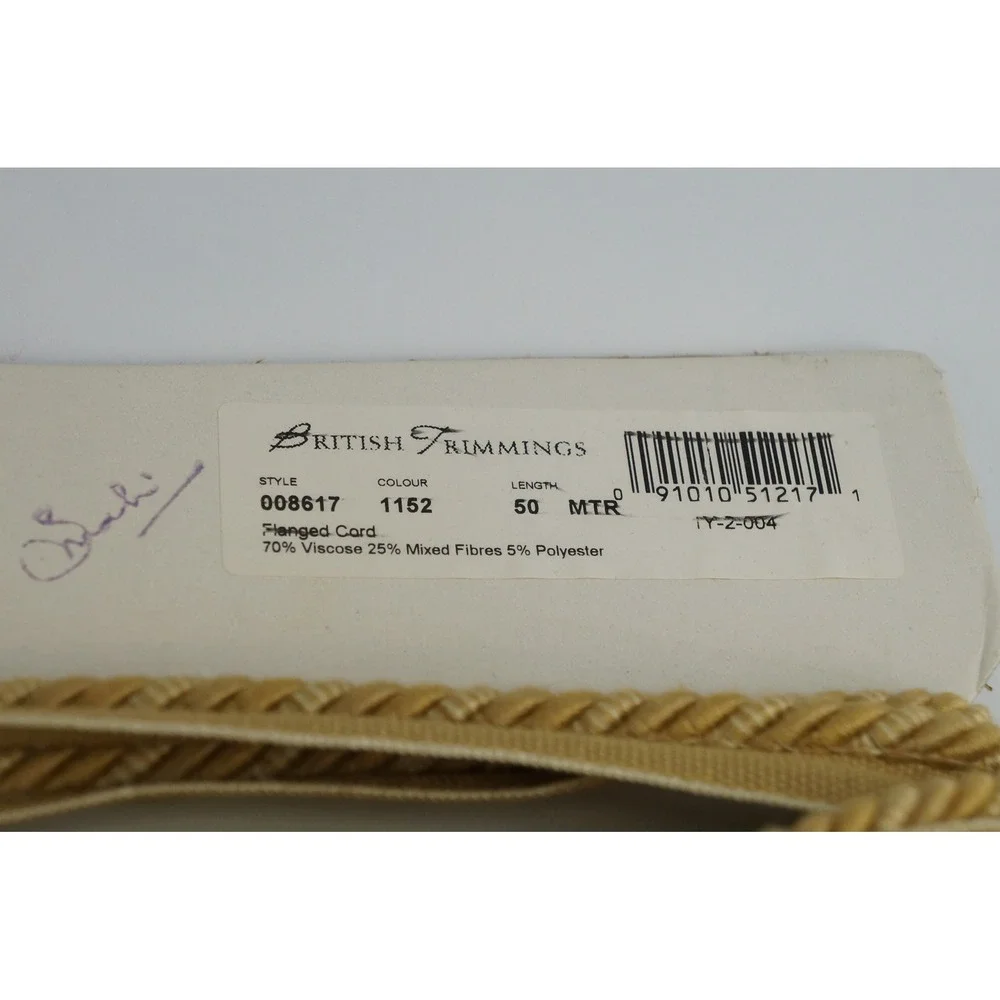 British Trimmings Flanged Cord Gold 008617 Upholstery Trim Viscose Good